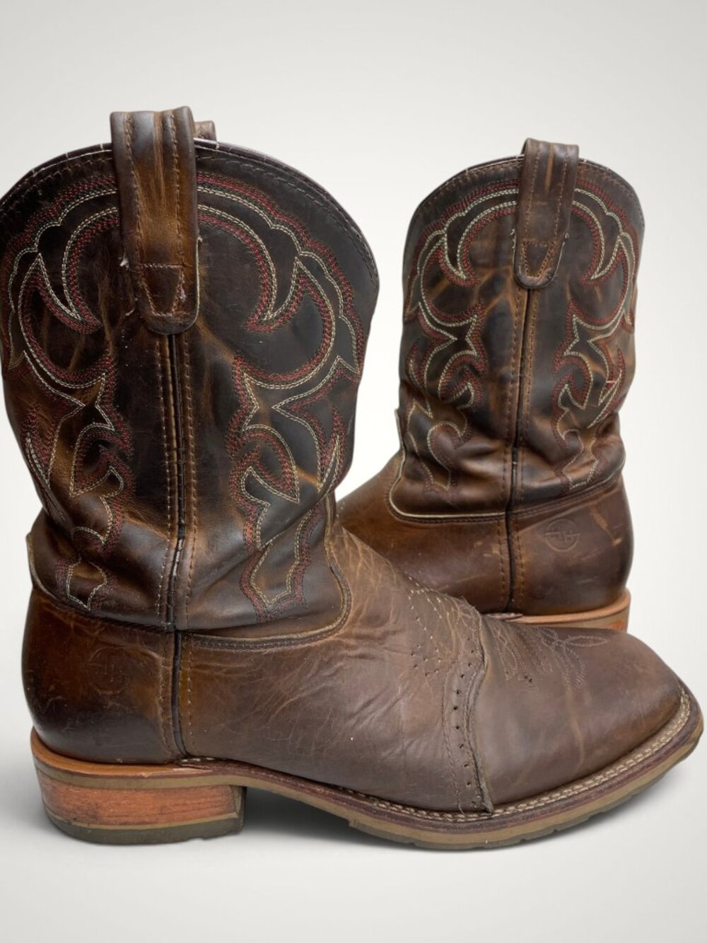 Double-H Brown Leather USA Made Jase Ice Roper Western Cowboy Boots 14 D Men’s